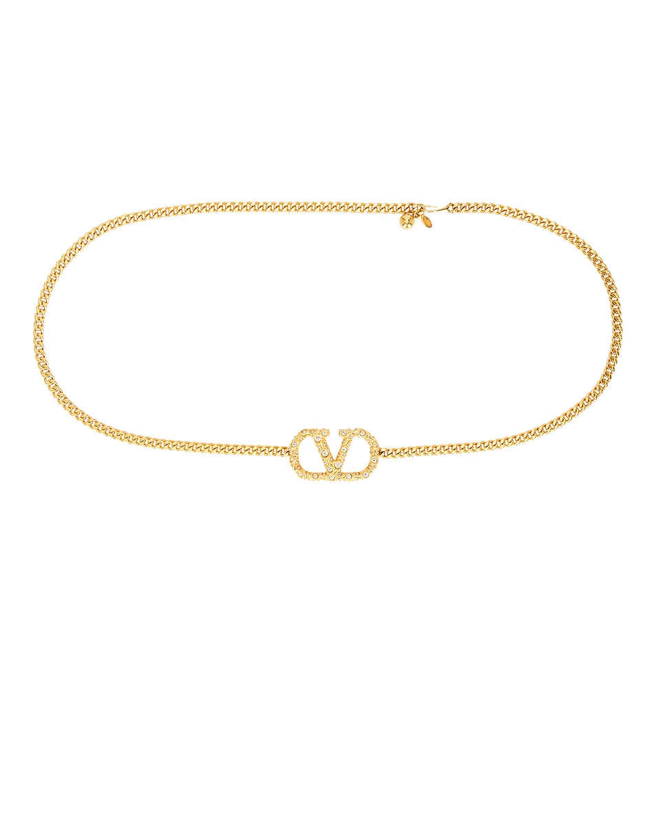 

V Logo Signature Chain Ремень Valentino Garavani, Vintage Brass & Crystal
