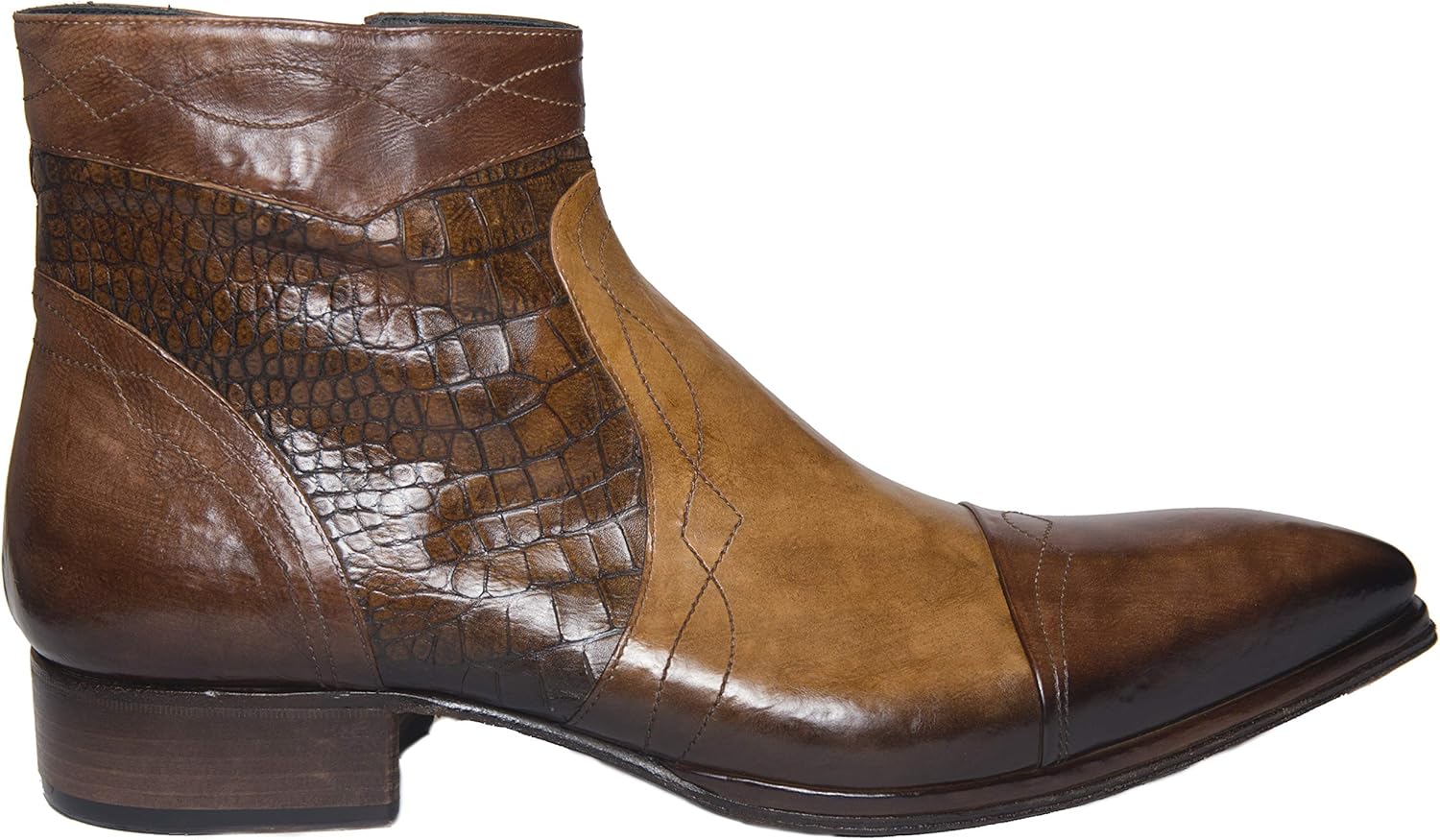 

Мужские ботинки Jo Ghost 1685 из итальянской коллекции, коричневые кожаные с тиснением под крокодила, комплект из 2 пар