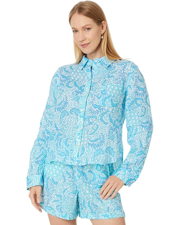 

Рубашка Lilly Pulitzer Coralynn Button-Down, цвет Resort White Goombay Grooves