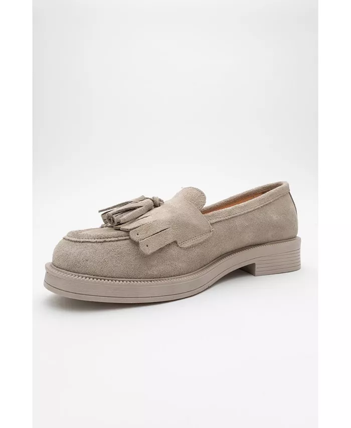 Милли Лоферы с кожаными кисточками Forever & Always Shoes, коричневый/бежевый — фото 4