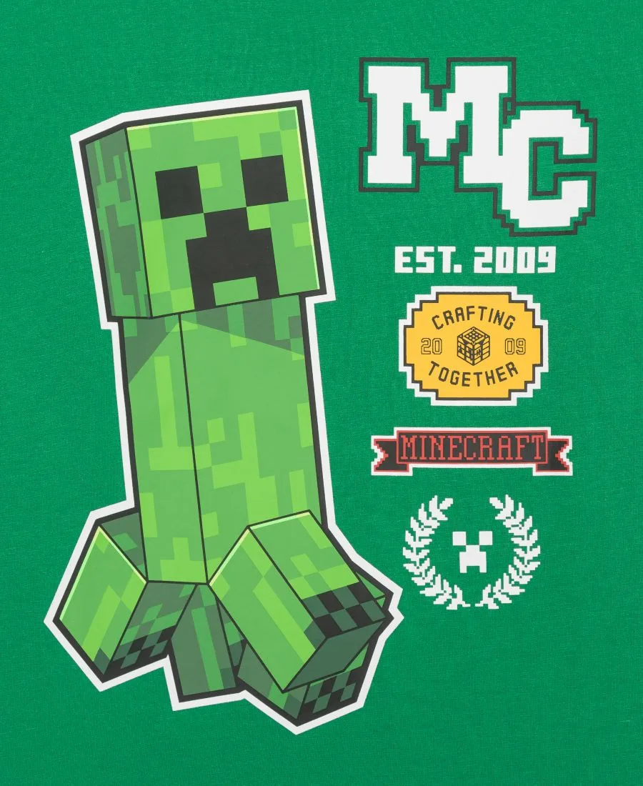 Детская футболка с коротким рукавом и нашивками 5-20 лет Minecraft, зеленый — фото 3