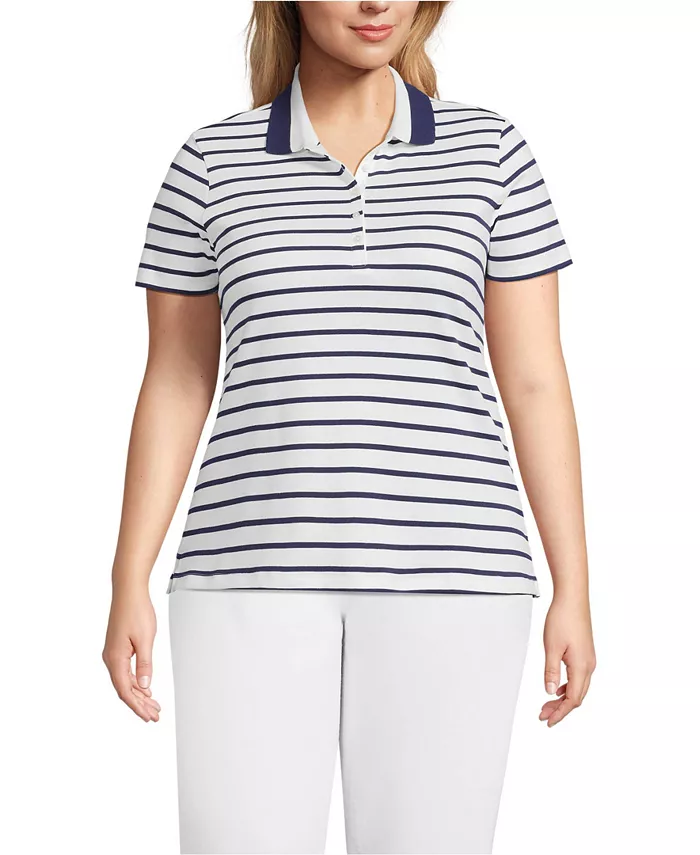 

Рубашка-поло Supima Cotton Plus Size Lands' End, белый
