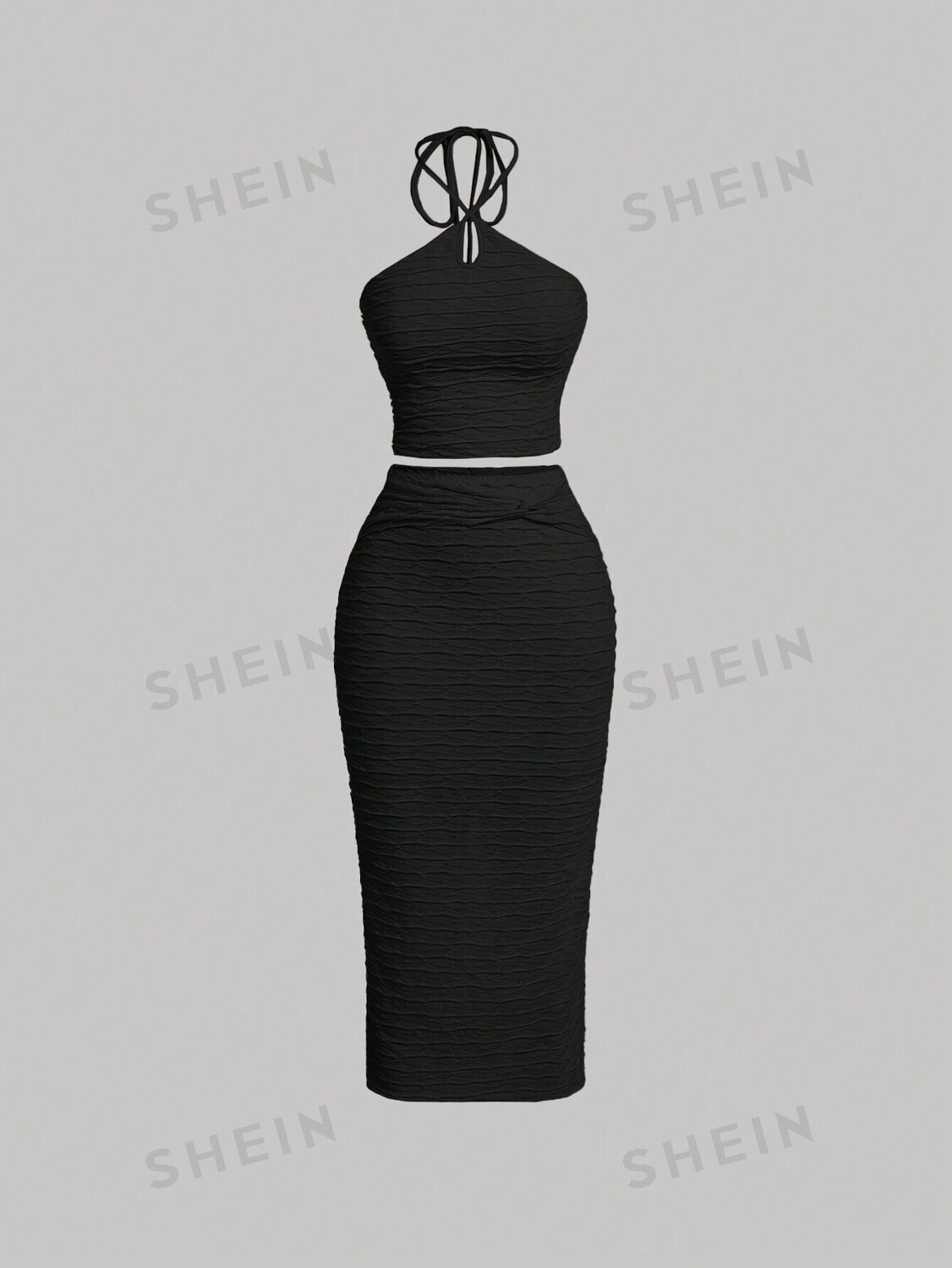 

Топ пляжный Shein Mod монохромный, черный