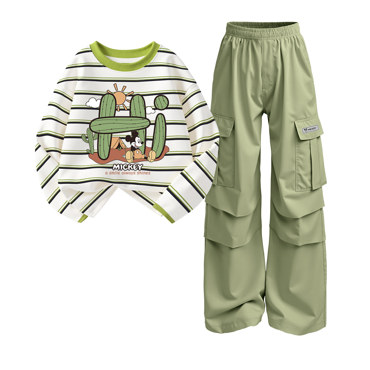 

Детская повседневная спортивная одежда Disney, белый/зеленый