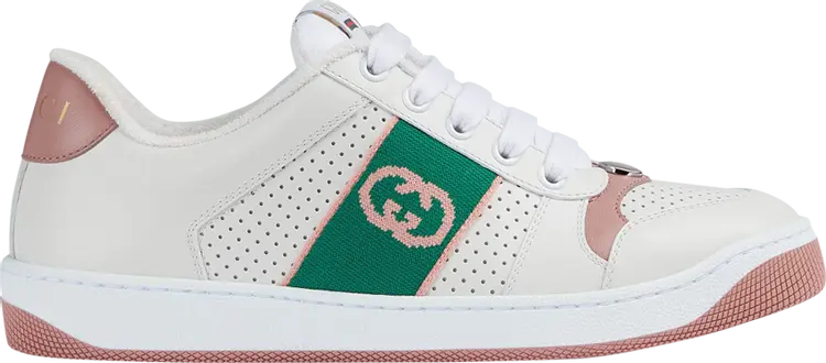 Кроссовки Gucci Wmns Screener 'White Light Pink Green', белый