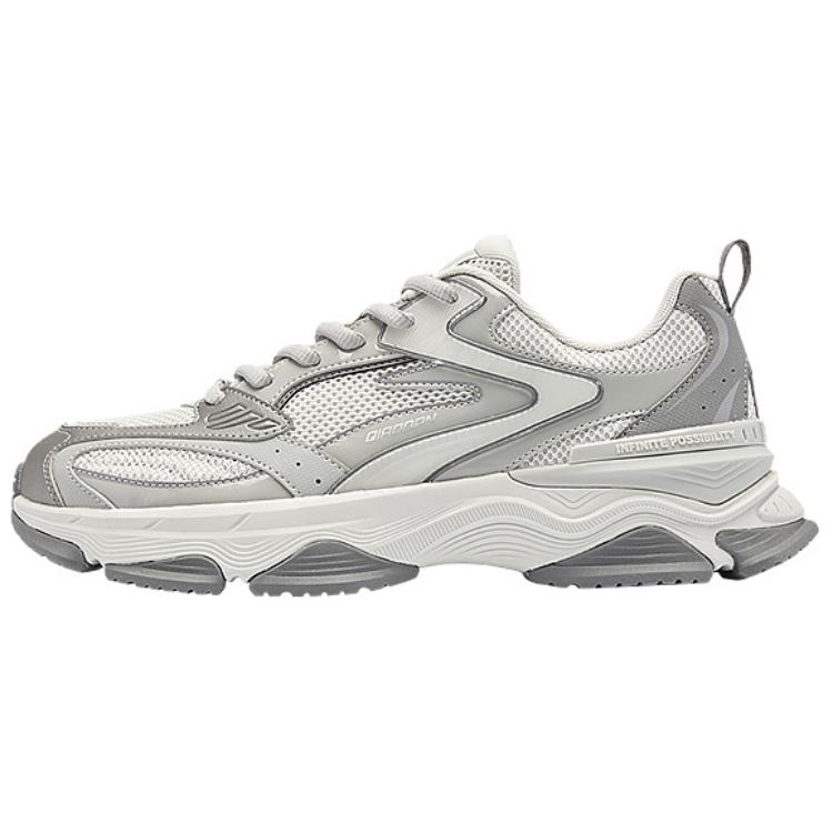 

QIAODAN Нескользящие, легкие, амортизирующие, низкие, повседневные туфли, мужские, серо-белые