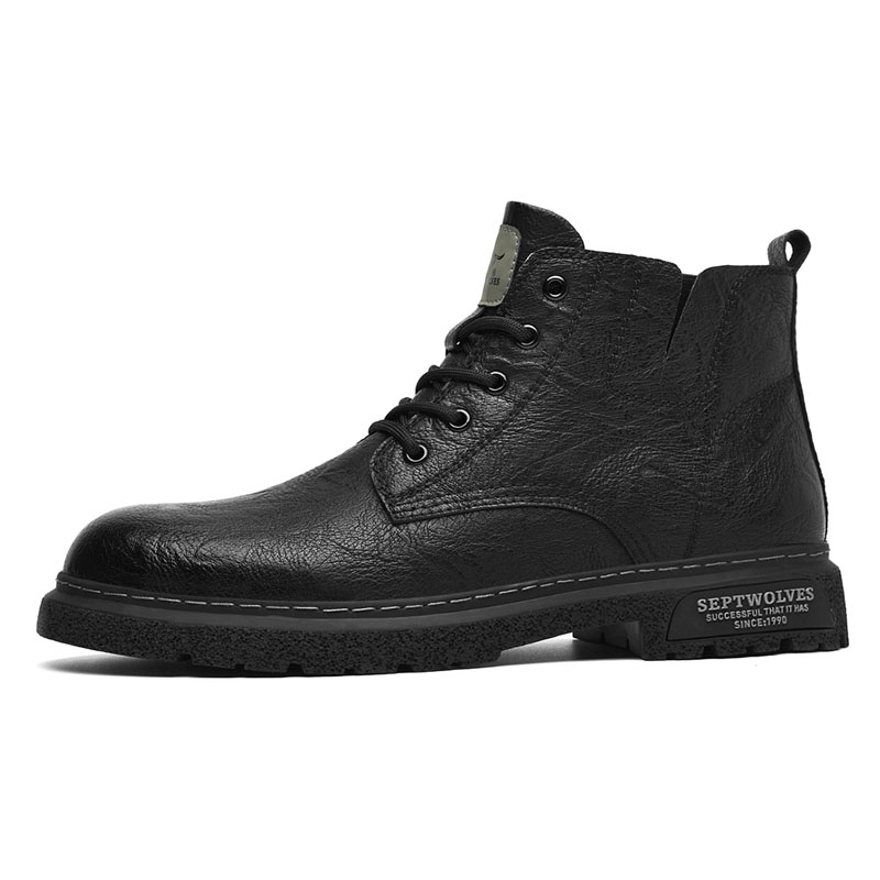 

SEPTWOLVES Мужские ботинки Martin цвета хаки и черного, цвет Black (Standard Leather Shoe Size)
