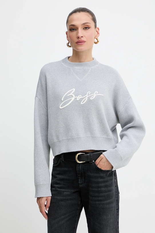 

Хлопковый свитер Boss Orange, серый