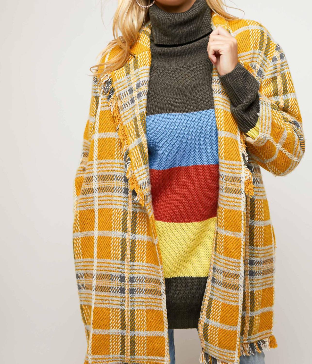 

Клетчатая куртка с длинными рукавами - Plus в желтом цвете Davi & Dani, желтый