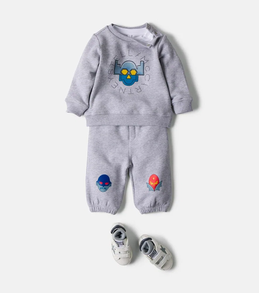 Детские спортивные штаны из хлопкового трикотажа с принтом Stella McCartney Kids, серый — фото 2