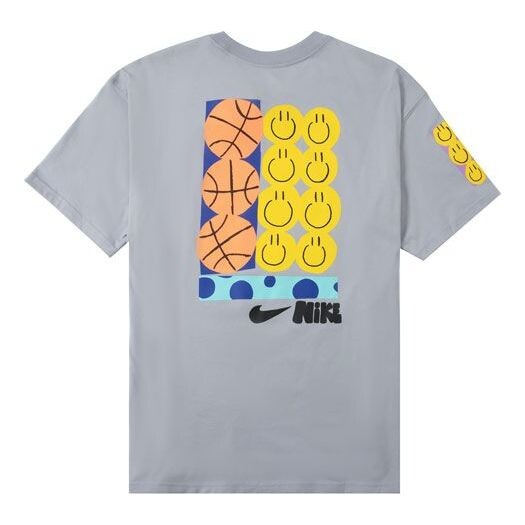 

Футболка Men's Nike Smiling Face Basketball Pattern Printing Breathable Sports Short Sleeve Wolf Grey T-Shirt, мультиколор