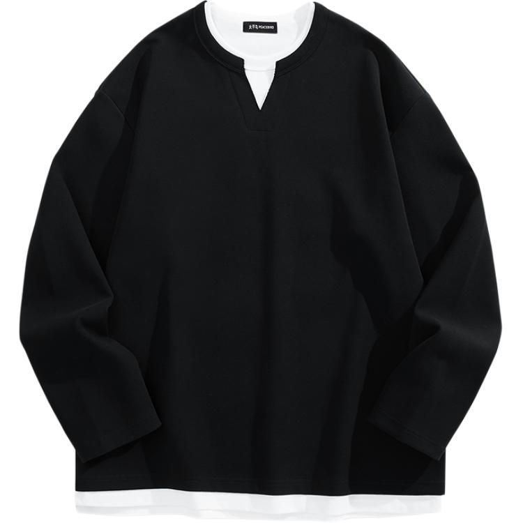 

Футболка мужская с круглым вырезом Mock Two Piece PEACEBIRD MEN, черный batch 1