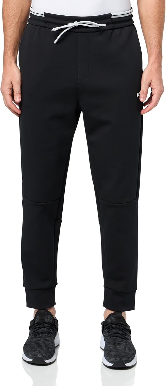 

Брюки спортивные мужские BOSS Interlock Logo из хлопковой смеси, Black Gloss