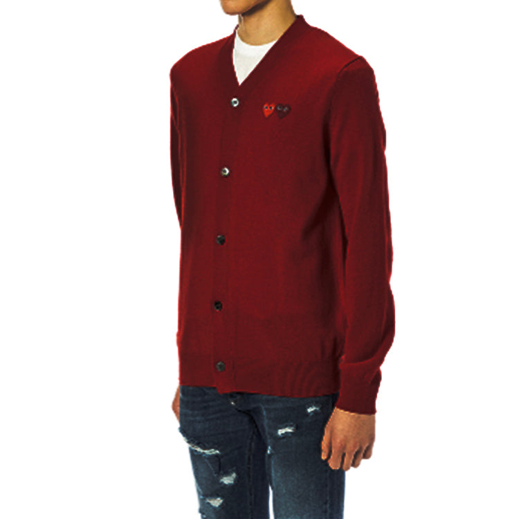 Кардиган COMME des GARCONS PLAY Cardigan With Double Emblems 'Burgundy' AZ-N058-051-4, бордовый — фото 3