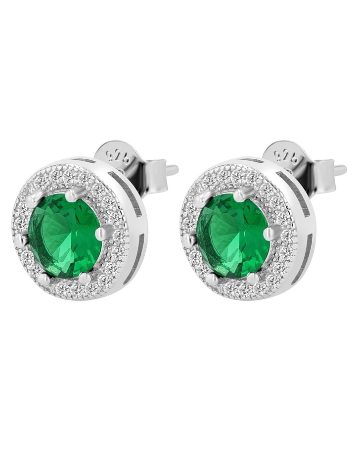 

Adeliás Женские серьги-гвоздики из серебра 925 пробы с зелеными кубическими циркониями