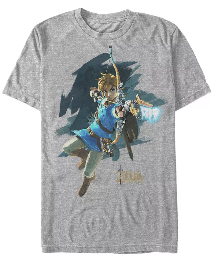

Футболка с коротким рукавом Nintendo Men's Legend of Zelda Breath of The Wind Links Jump Shot Fifth Sun, серый