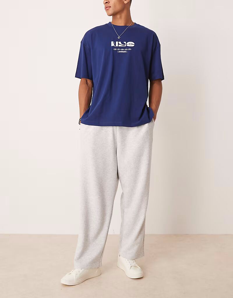 

Широкие брюки-джоггеры с объемным поясом, серого меланжевого цвета Asos Design