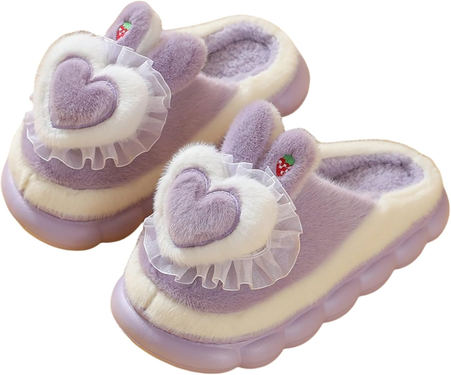 

Домашние тапочки Preppy Heart для женщин и мужчин, парные, пушистые, мягкие, плюшевые, для дома и улицы, милые, теплые, с противоскользящей подошвой Elirar, фиолетовый