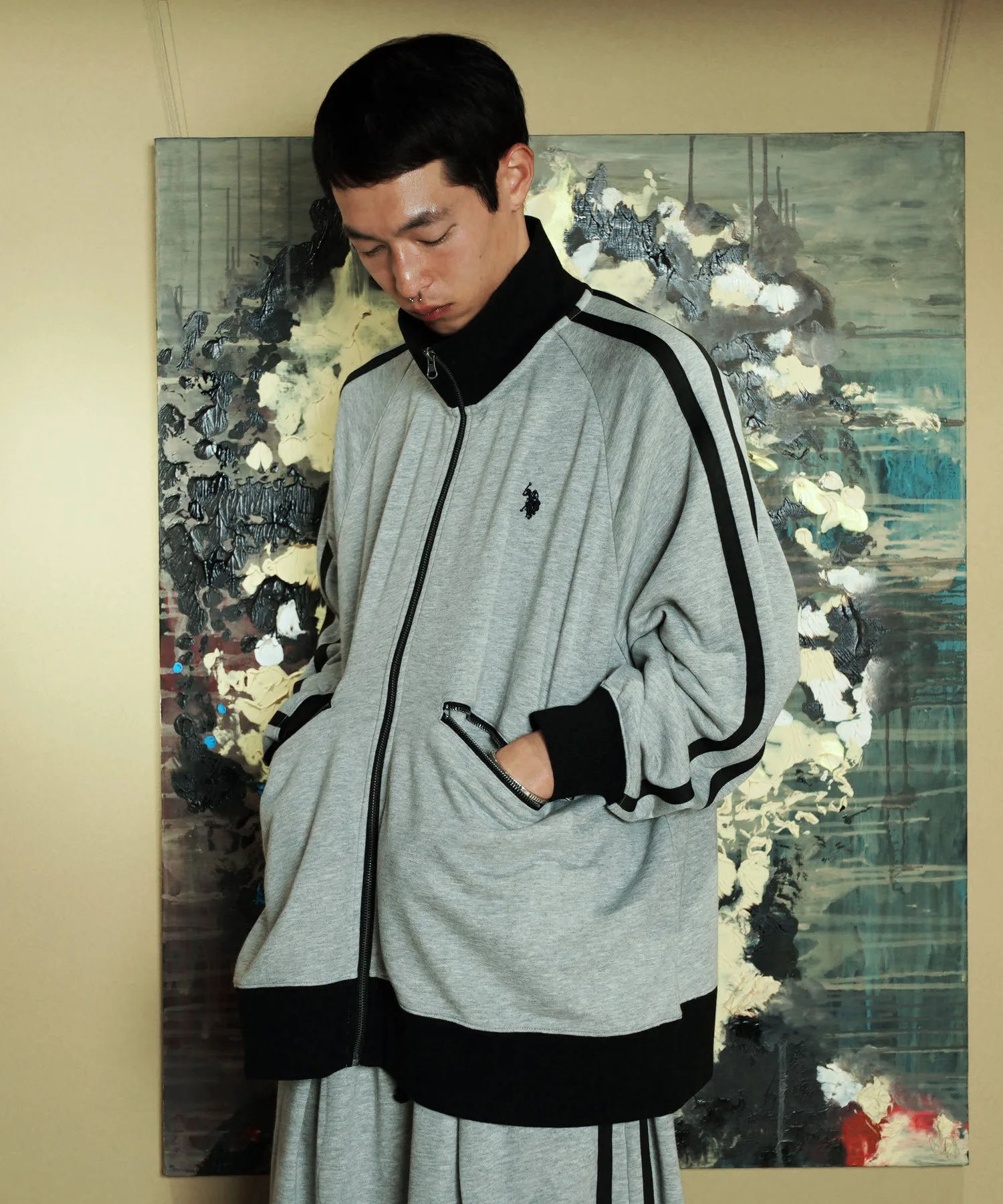Спортивная куртка U.S. Polo Assun Custom Oversized Full-Zip Raglan U.S. Polo Assn., Heather Gray — фото 3