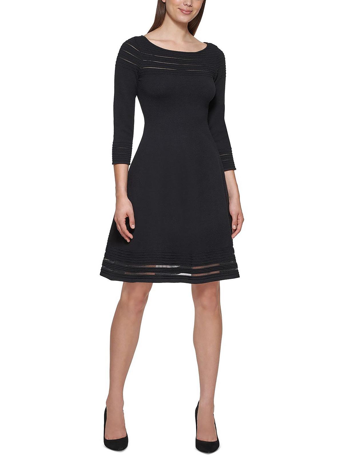 

Petites Womens Illusion Мини-свитер-платье Jessica Howard, черный