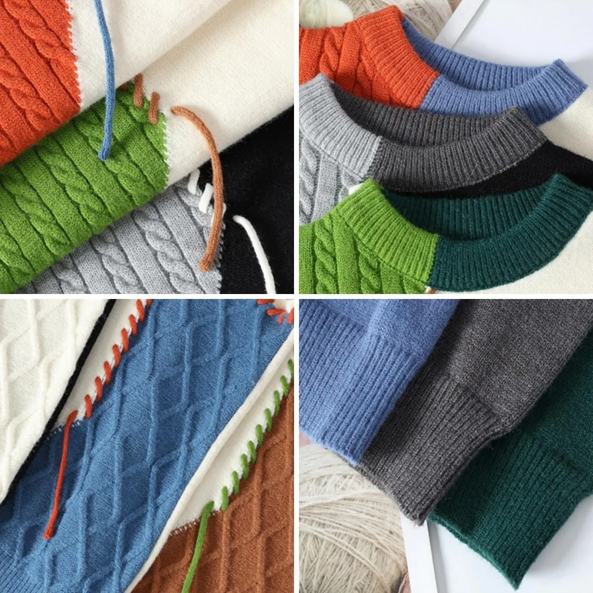 

Мужской свитер Funseed Casual Colorblocking Loose Pullover