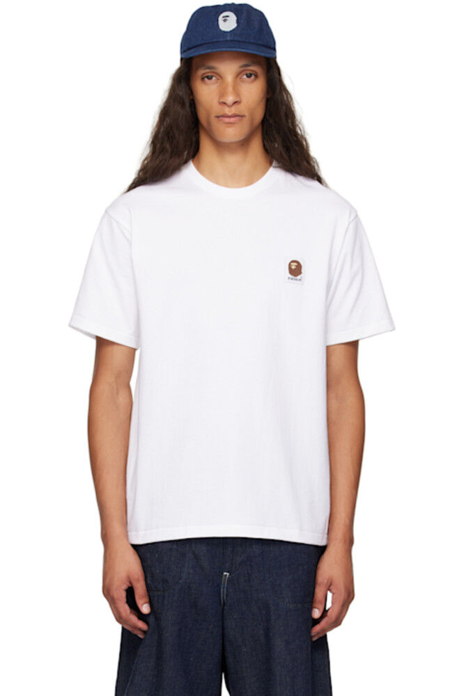 

Белая футболка с изображением головы обезьяны BAPE