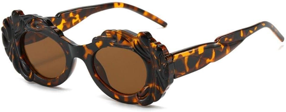 

Винтажные женские солнцезащитные очки овальной формы, стильные, конфетного цвета, в форме облака, модные, в стиле панк, с защитой от УФ-излучения UV400, спортивные очки WNCKSQ, Leopard