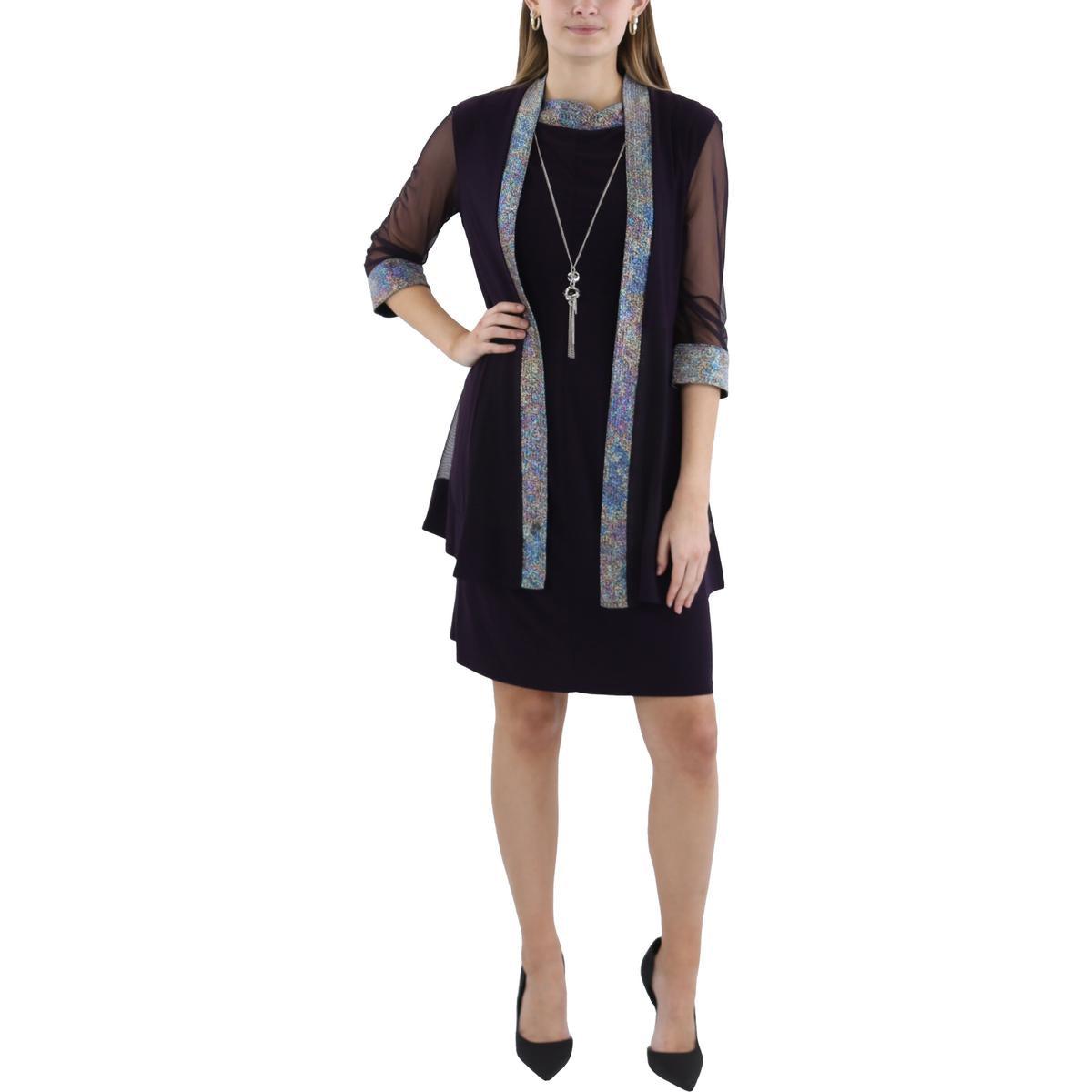 

Женский комплект из 2 предметов: куртка, платье-футляр R&M Richards, цвет plum