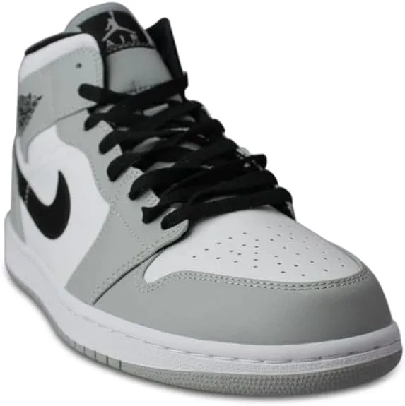 Мужские кроссовки Jordan Air 1 Mid Hi-Top Nike, белый/черный/серый — фото 3