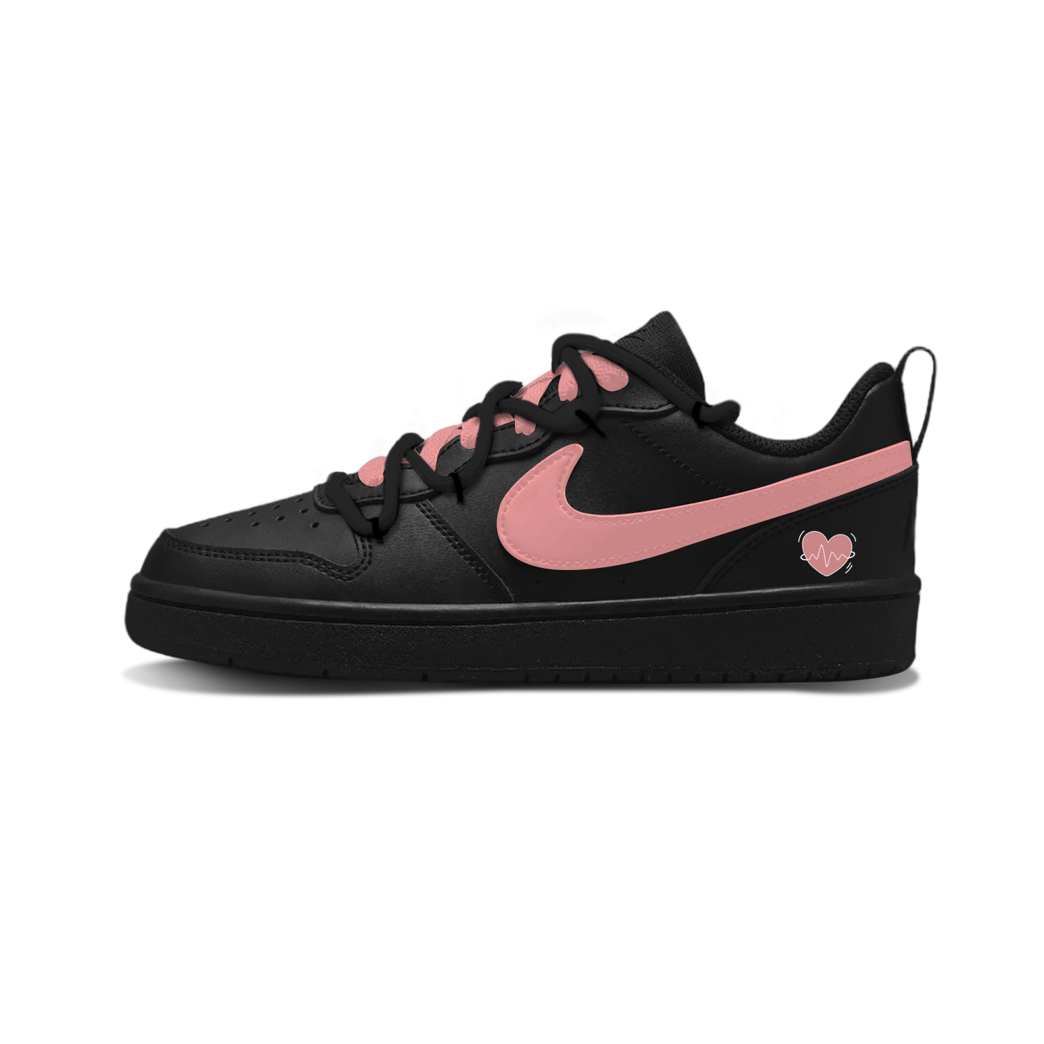 

Nike Кроссовки Court Borough Pink Heart Slip Resistant Low top Skateboard Shoes Pink Kids'