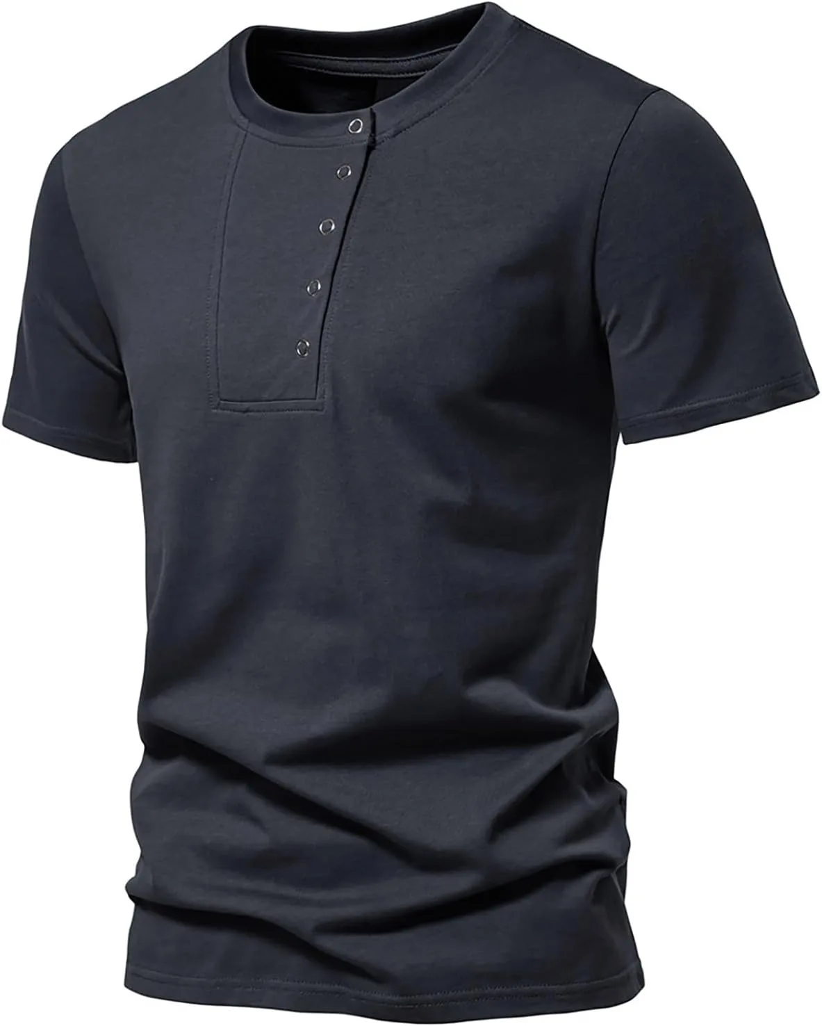 Мужская футболка Cotton Short Sleeve летняя легкая Casual Solid Color Breathable Banded Collar — фото 2