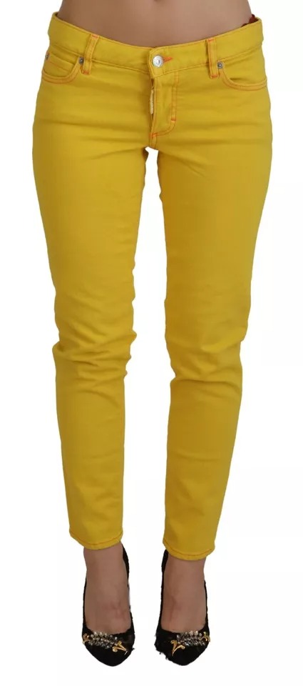 

Желтые хлопковые укороченные джинсы Jennifer Denim с низкой талией Dsquared2