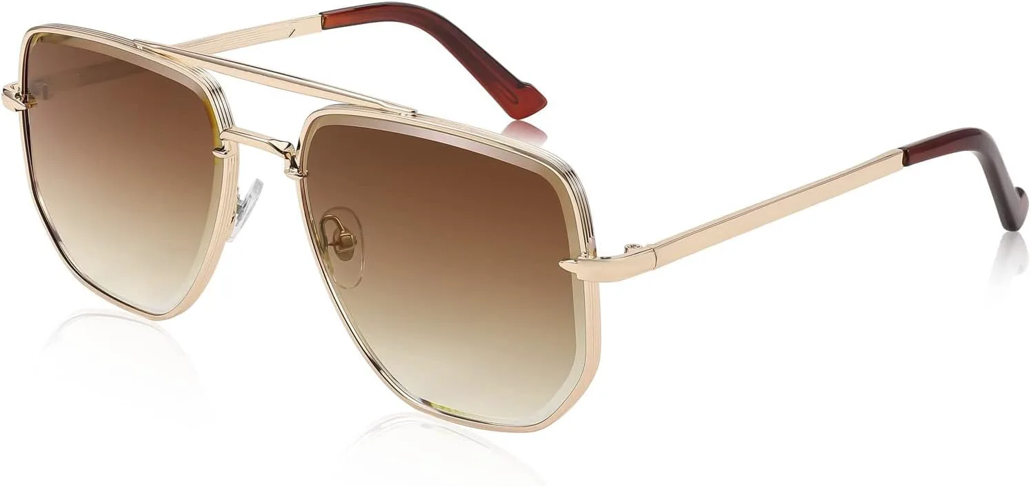 

Солнцезащитные очки FEISEDY «Авиатор» для мужчин и женщин, в стиле 70-х, квадратная оправа, защита UV400, модель B2953, 004 Gold Frame & Gradient Tea Lens