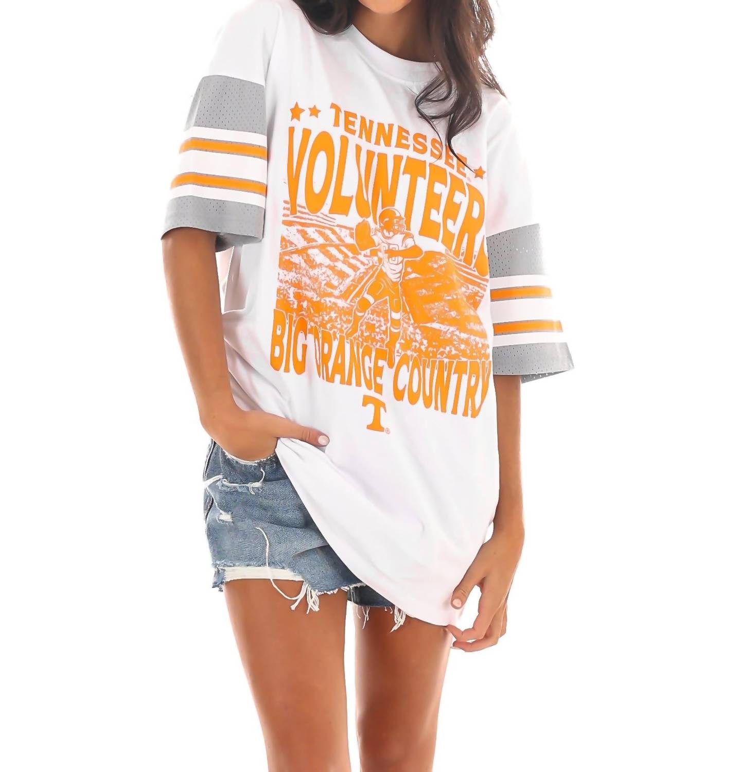 

Футболка Tennessee Sports Stripe Raglan белого цвета Gameday Couture