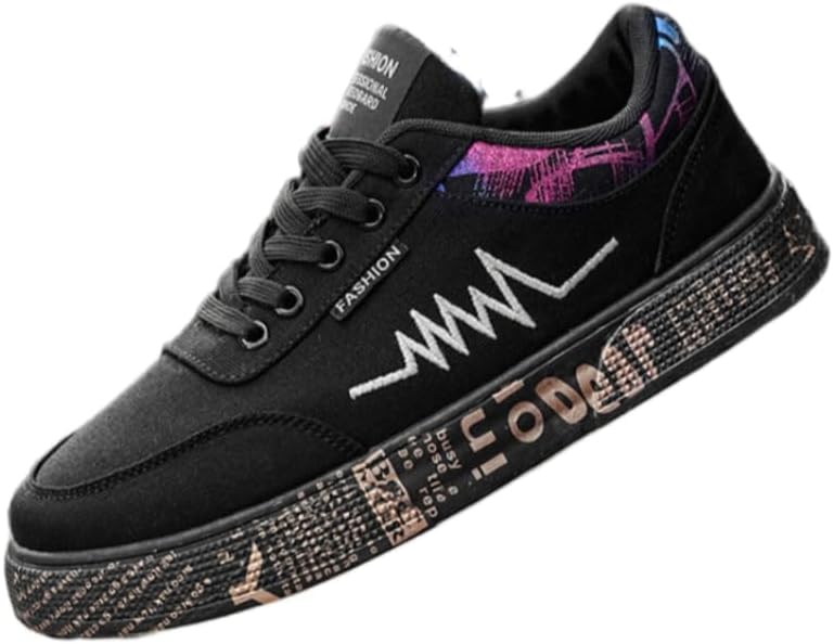 

Мужские кроссовки большого размера из модного холщового материала - повседневные дышащие спортивные кеды для молодежи Spkfhd, черный