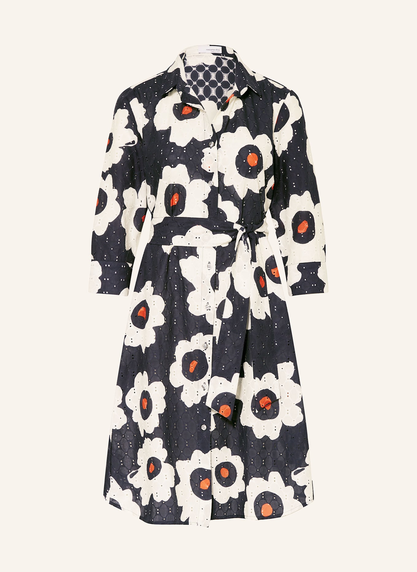 

Платье-Рубашка с вышивкой из ажурного кружева Rossana Diva, мультиколор