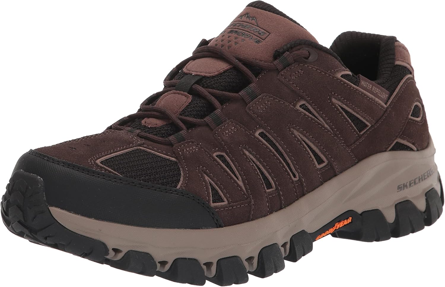 

Мужские туфли Skechers Edgemont с резиновой подошвой Goodyear, низкий профиль, шнуровка до носка, оксфорды, шоколадный