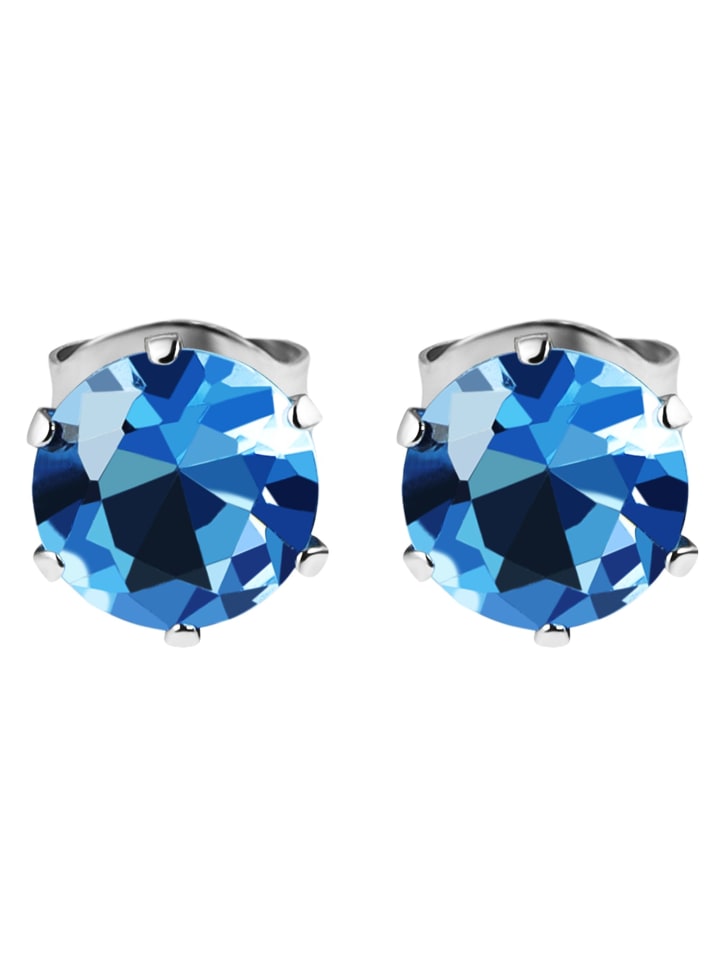 

Adeliás Серьги унисекс - серьги-гвоздики из нержавеющей стали с кубическим цирконием в серебряной оправе