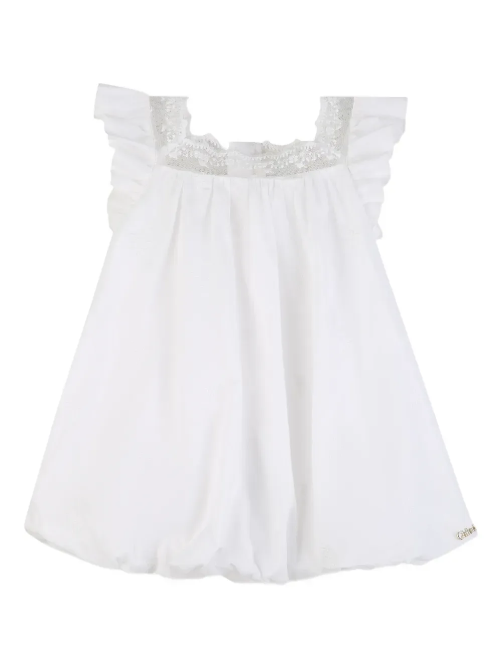 Платье с оборками и кружевом Chloé Kids, белый