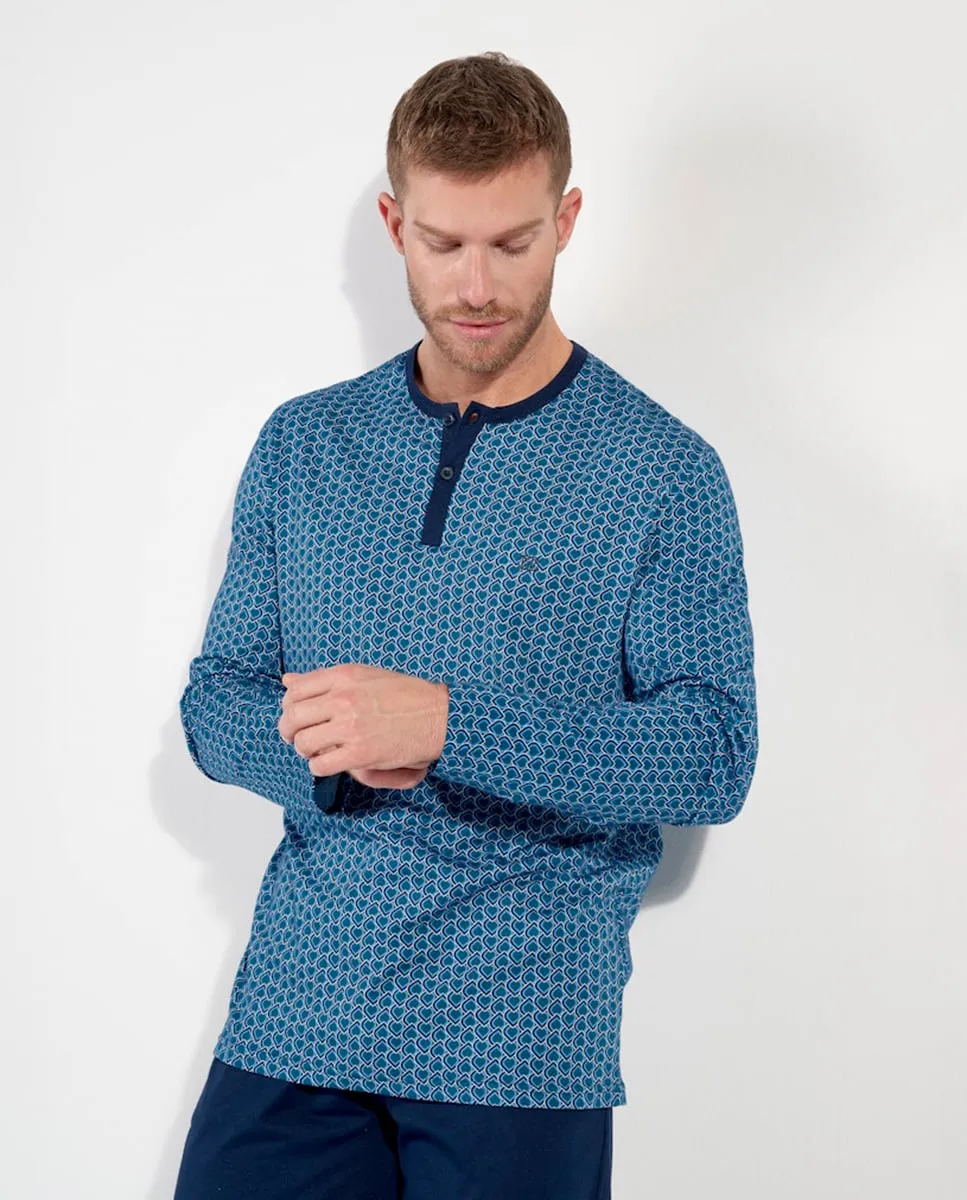 

Мужская пижама из трикотажа с длинными штанинами и принтом Hom, мультиколор