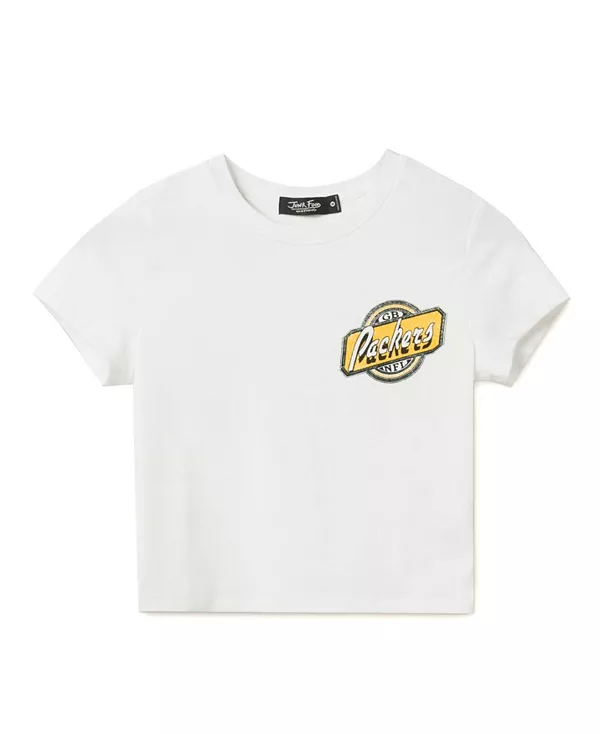 

Женская футболка с надписью "Cheers Baby" (NFL Green Bay Packers). Junk Food Clothing, белый