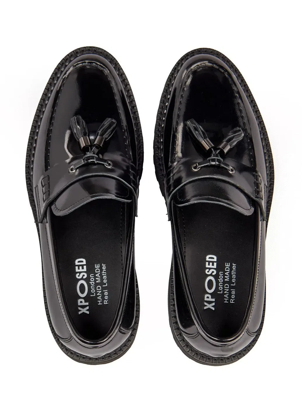 Туфли лоферы Patent Leather Tassel Xposed, черный — фото 4