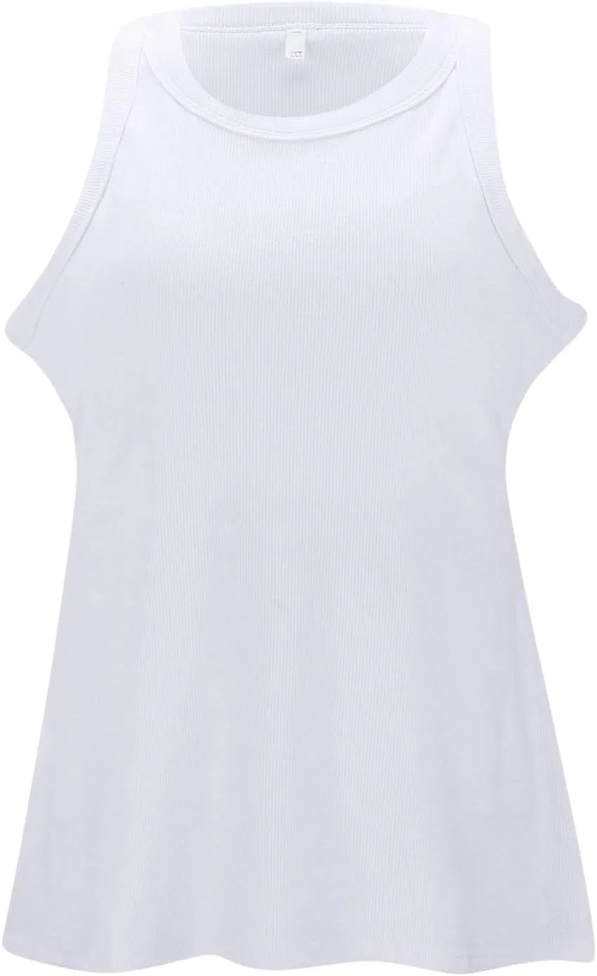 Топ на бретелях с встроенным бюстгальтером Ribbed Knit, White — фото 4