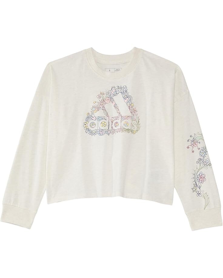 

Футболка adidas Kids Long Sleeve Waist Crew Heather Tee, цвет Oatmeal Heather