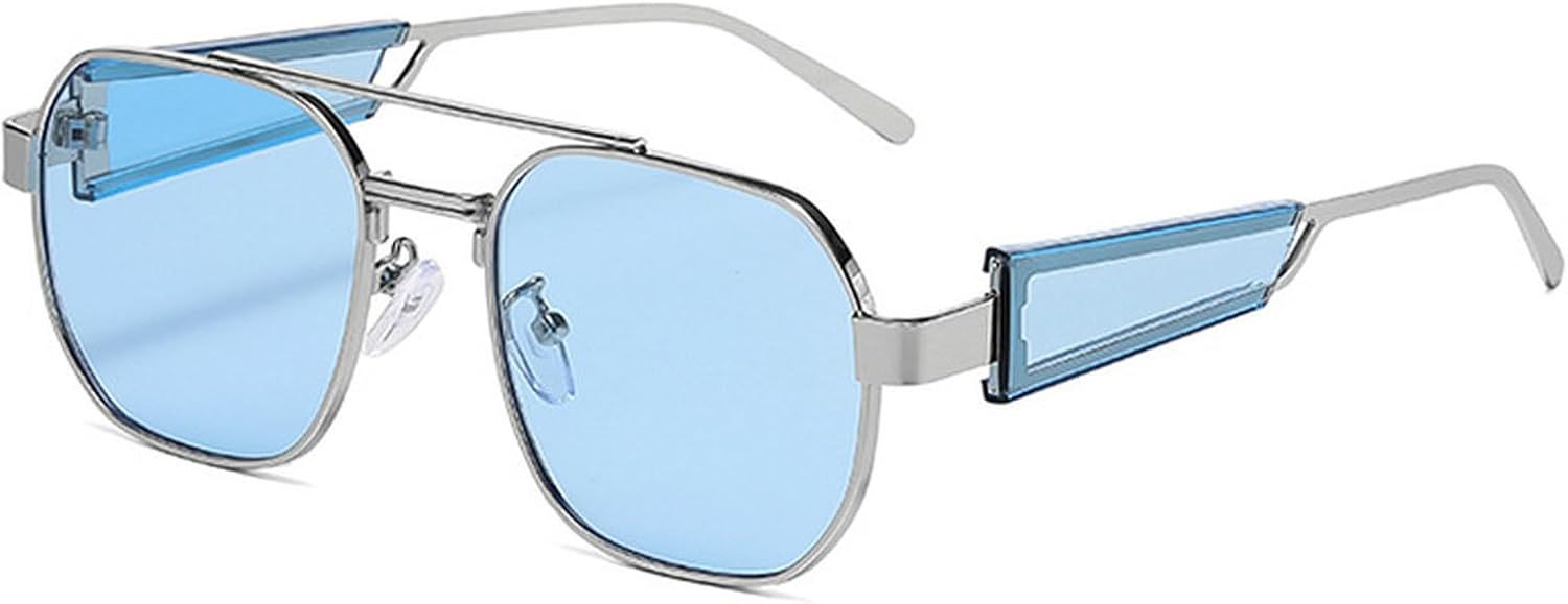 

Ретро-модные квадратные солнцезащитные очки для женщин и мужчин, модные трендовые очки с защитой от УФ-излучения UV400, панк-стиль, сине-зеленые солнцезащитные очки mincl, C5