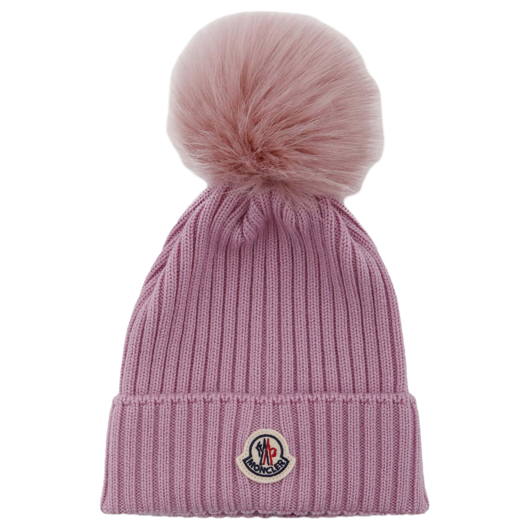 Шапочка Enfant из искусственного меха с помпонами Moncler, белый — фото 3