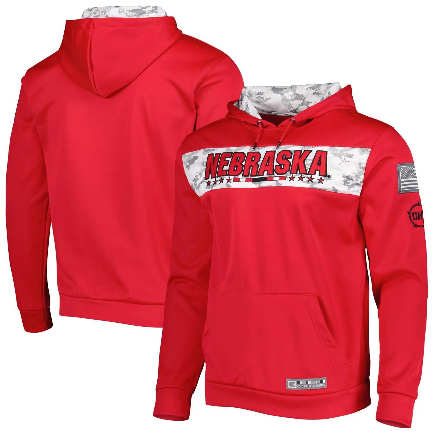 

Мужской красный пуловер с капюшоном Nebraska Huskers OHT Military Appreciation Team Colosseum