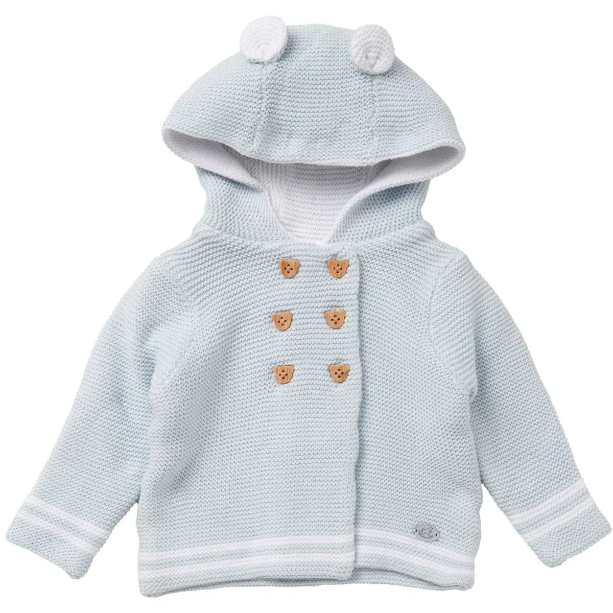 Утепленный костюм с капюшоном-мишкой, бренд Rock a Bye Baby Boutique, синий — фото 2