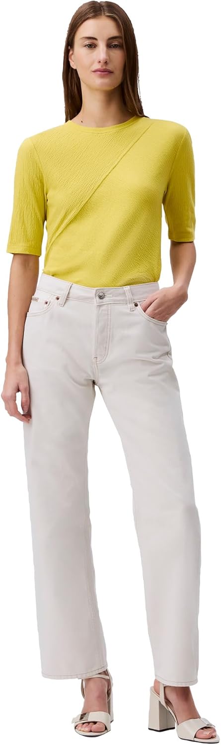 Женский текстурированный трикотажный топ Calvin Klein Jeans с рукавами 3/4, Yellow — фото 3
