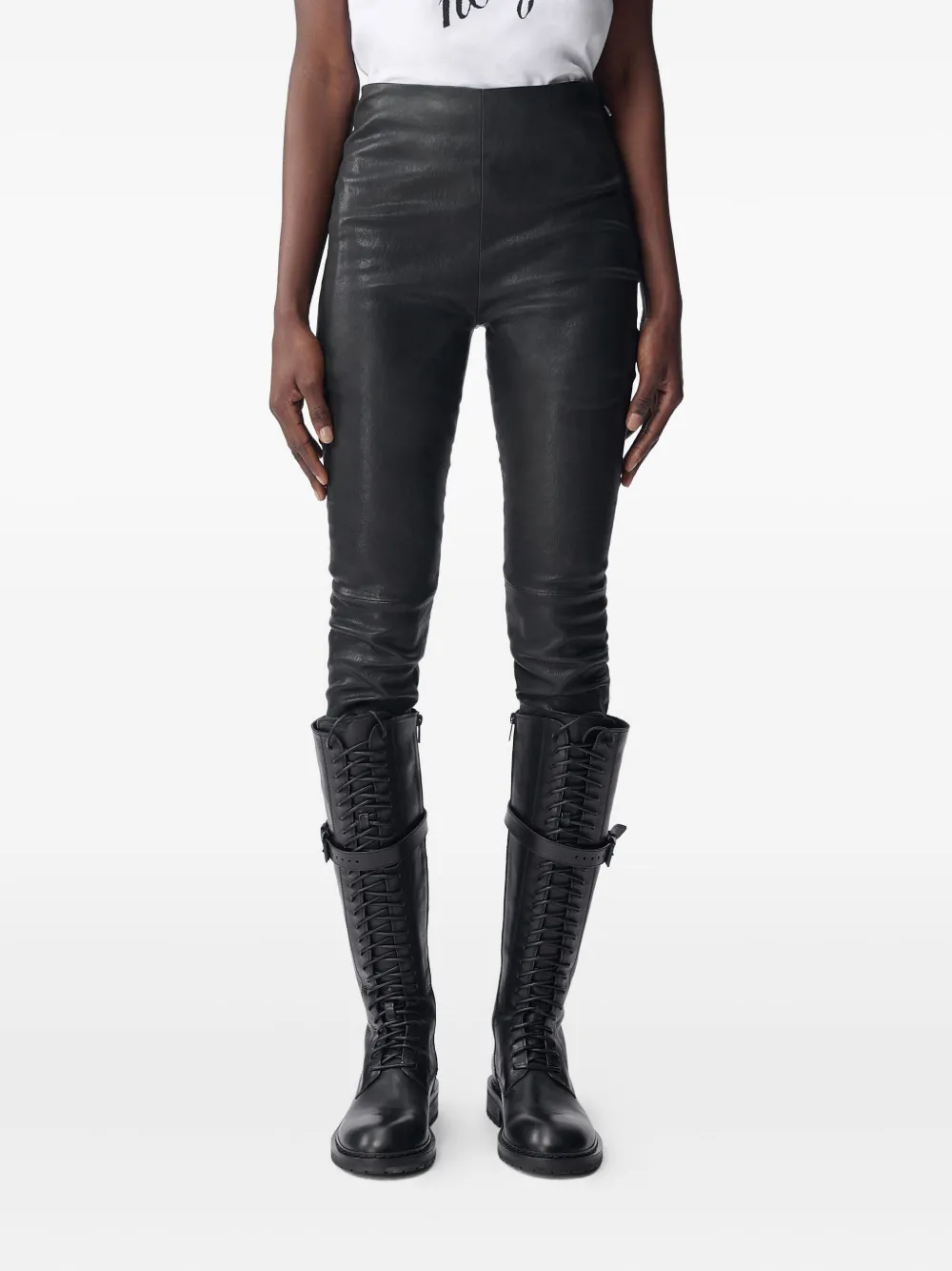 

Кожаные леггинсы Florence Ann Demeulemeester, черный